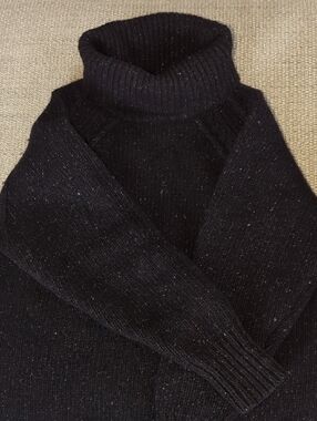 Silk Lambswool Vintage Gap Turtleneck Sweater Heavy Black